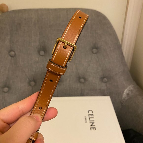 ❌SOLD❌CELINE Triomphe Canvas Medium Folco Bag Tan - Picture 8 of 9